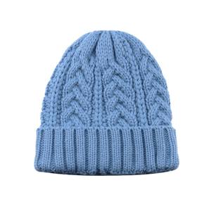 2024 cor azul simples estilo diário inverno quente 100% acrílico gorros de malha personalizados com alta qualidade