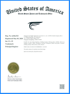 Certificado de patente e marca registrada dos Estados Unidos