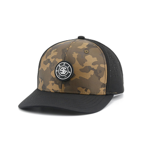 Atacado camuflagem estruturada 6 painéis de perfil médio malha traseira chapéu snapback de caminhoneiro com emblema de borracha