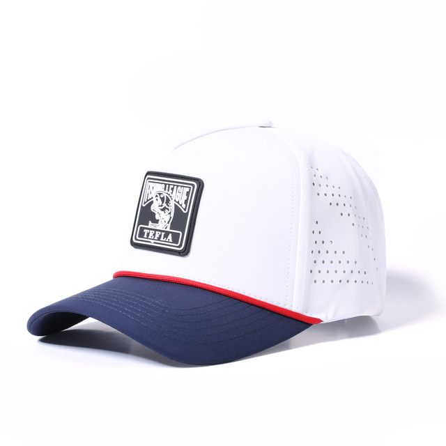 Logotipo de remendo de borracha de couro personalizado ao ar livre, esporte de secagem r&aacute;pida, chap&eacute;u de golfe com corte a laser 