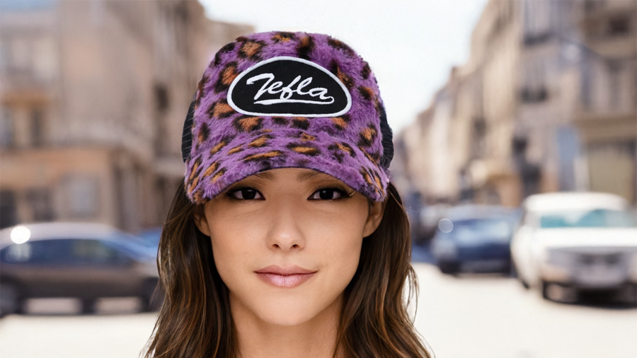 Chap&eacute;u de camionista Tefla de cabelo de coelho fofo e falso de 5 pain&eacute;is personalizado 